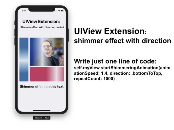 UIView shimmer effect with direction Swift 5